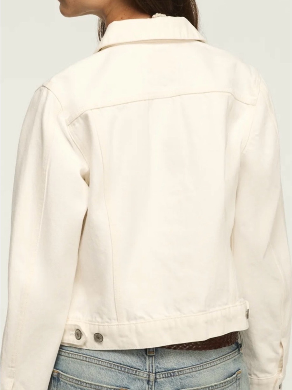Lucky Brand Tomboy Trucker White Denim Jacket Medium - Picture 2 of 6